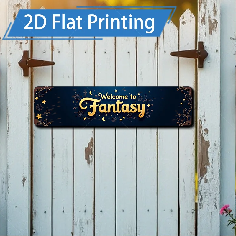 

1 шт. металлический знак, 4x16 дюймов «Fantasy Welcome Sign: Декор фермерского дома в деревенском стиле, 2D плоская печать»
