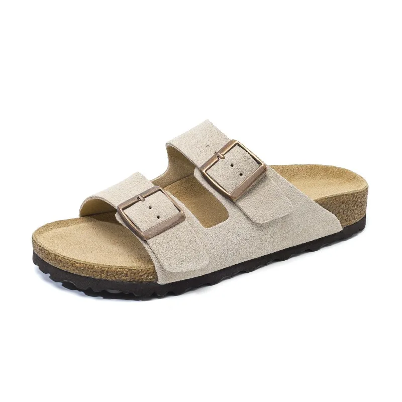 Men's and Women's Sandals, Mueller Slippers High-quality Cork Lined Sandals Women's Cowhide Suede Wooden Soled Shoes