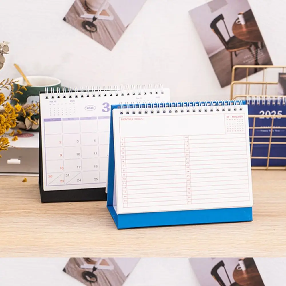 Simple Standing Flip 2025 English Desk Calendar Table Daily Monthly Desktop Calendar Planning Schedule Table Planner Gifts