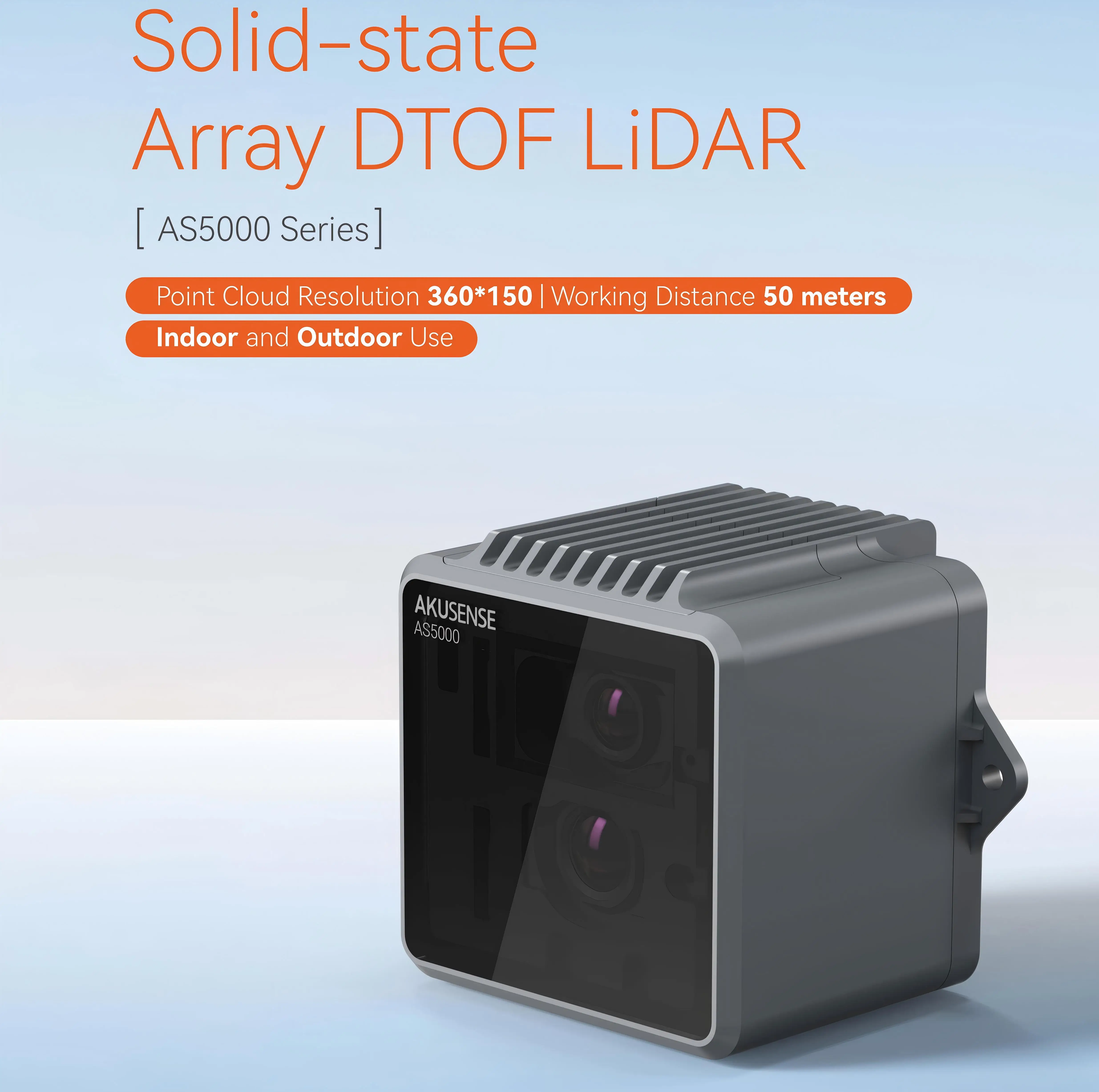 Akusense AS5000 Distance LiDAR Scanner 50M Working 360*150 Solid-State Array DTOF Indoor Outdoor 3D Lidar Mapping Scanner Sensor