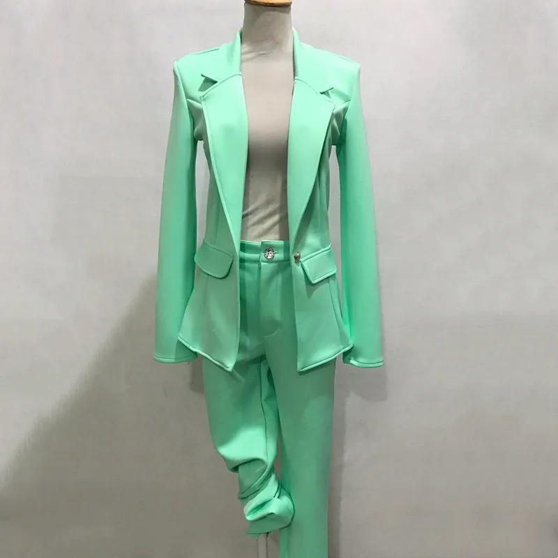 Women Singer Team Modern Dance Costume Yellow Blue Blazer Trousers 2 Piece Pantsuits Bar Concert Performance Stage Wear Outfit