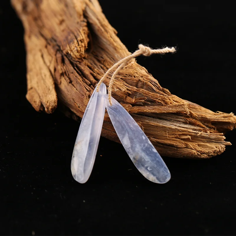 

B&F Blue Lace Agate Earring Beads – Handmade natural stone beads, perfect supplies for jewelry making.