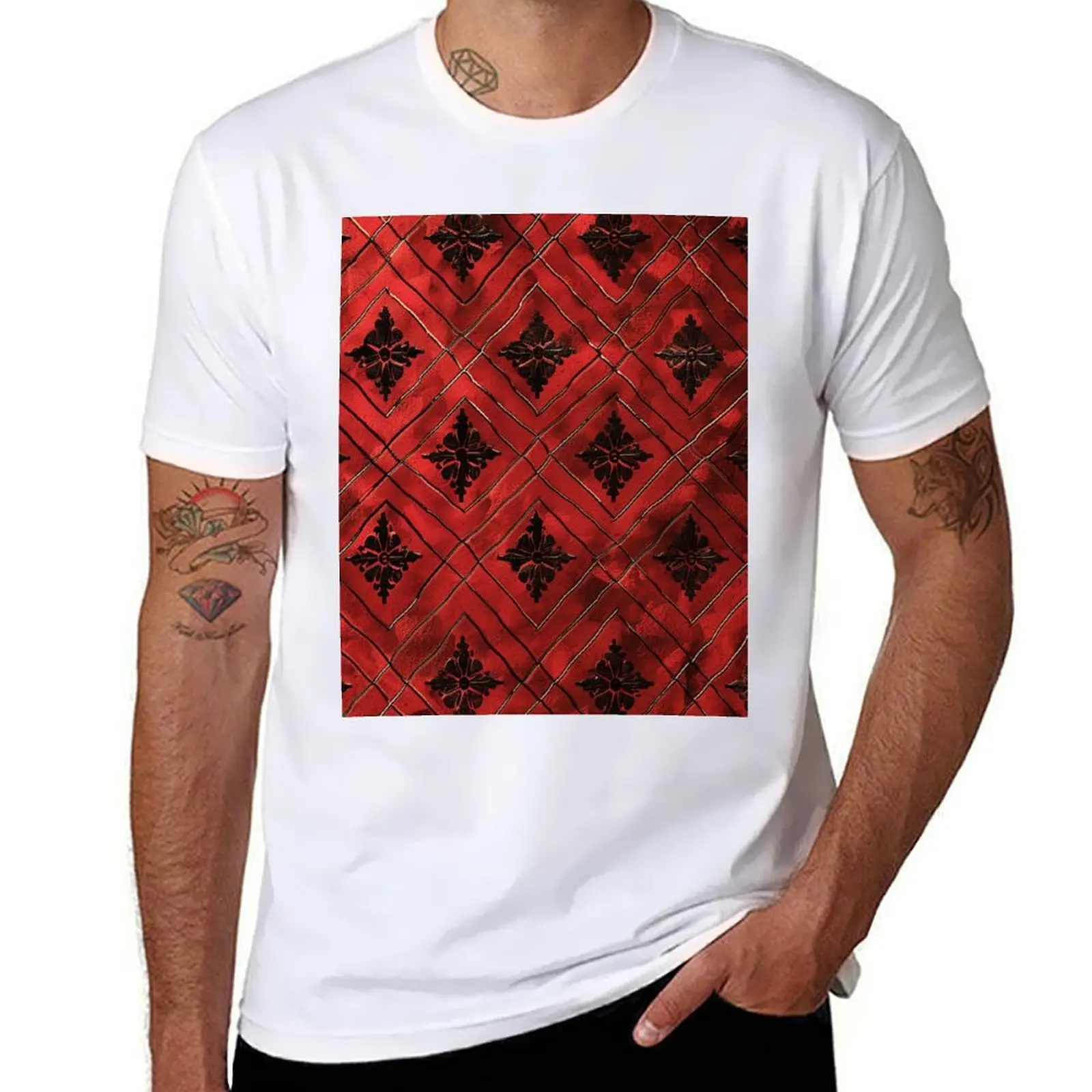 

Red Queen Pattern T-Shirt cotton t shirts man 100% man t shirt designer T-Shirt