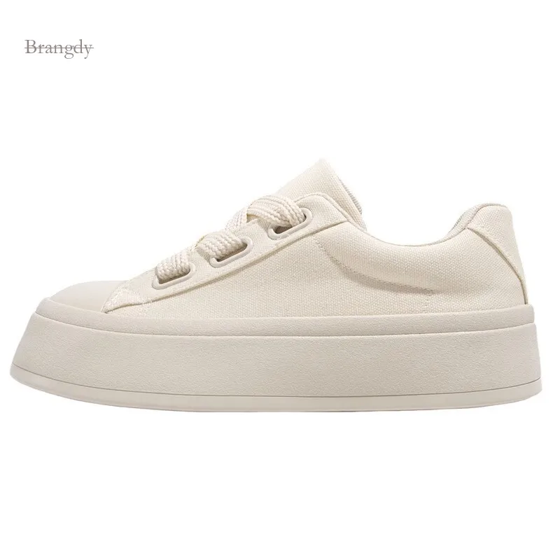 

Exquisite Thick Soled Small White for Summer New Style Women's Niche Casual Board Shoes, Versatile Student Canvas Shoes Concise