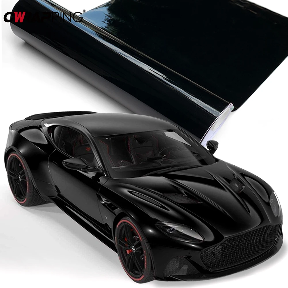 

Glossy Black Vinyl Wrap Films Car Wrapping Decal Roll Bubble Free Air Release Vehicle Motocycle Sticker DIY Adhesive Accessories