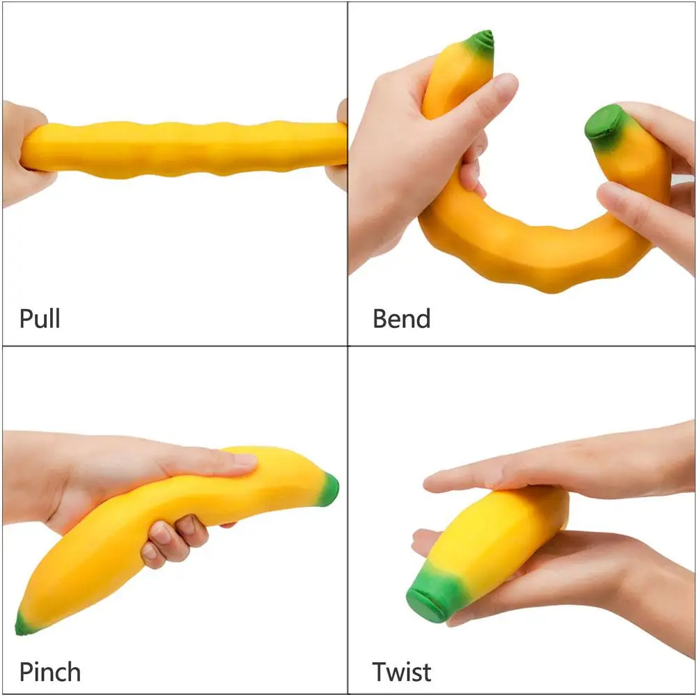 

Stretchy Banana Sensory Toy Squeeze Stress Relief Toy Fidget Toys For Kids Antistress Elastic Gluesand Filled Rubber Toy X7S3