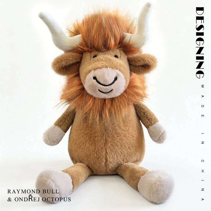 

38cm Simulation Cattle Animals Plush Toys Early Childhood Education Props Doll Cute Fluffy Bull Ox Soft Stuffed Pillow Gifts