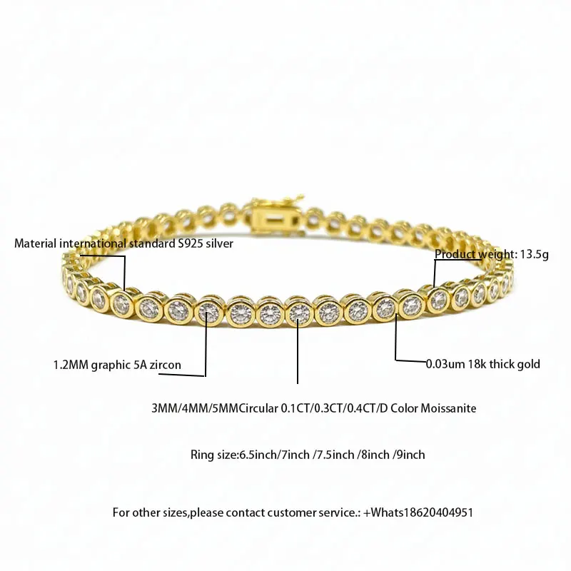 

STOP SCROLLING—this Moissanite bracelet is unreal ✨ 3/4/5MM 0.1/0.3/0.4CT D Color Moissanite + 1.2MM 5A Zircon (that shine