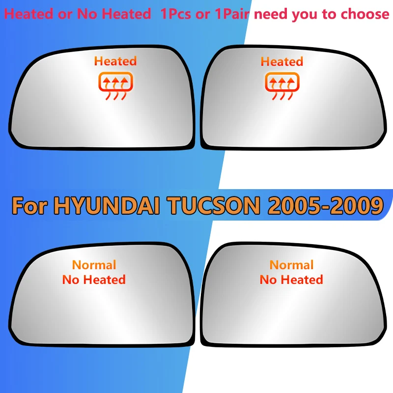 For HYUNDAI Tucson 2005 2006 2007 2008 2009 Left or Right Side Rearview Glass/ 87611-2E000  87621-2E000/Wing Mirror Lens