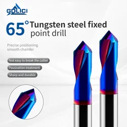 HRC 65 tungsten steel 90°centering chamfer 2 blade stainless steel special, nano blue coated carbide point drill cutter