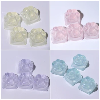 Lila durchscheinende Katzenpfote Anime Kawaii süße Tastenkappe Kreuzachse Hintergrundbeleuchtung RGB mechanische Tastatur rosa Cyan benutzerdefinierte ESC WASD Cap