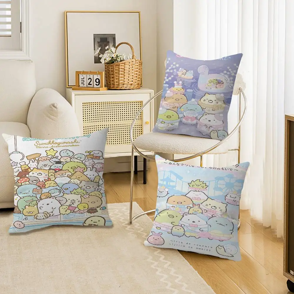 Japan Anime Sumikko Gurashi Office Cushion Pillowcase Car Cushion Cover45X45CM Lumbar Pillowcase Sofa Pillowcover