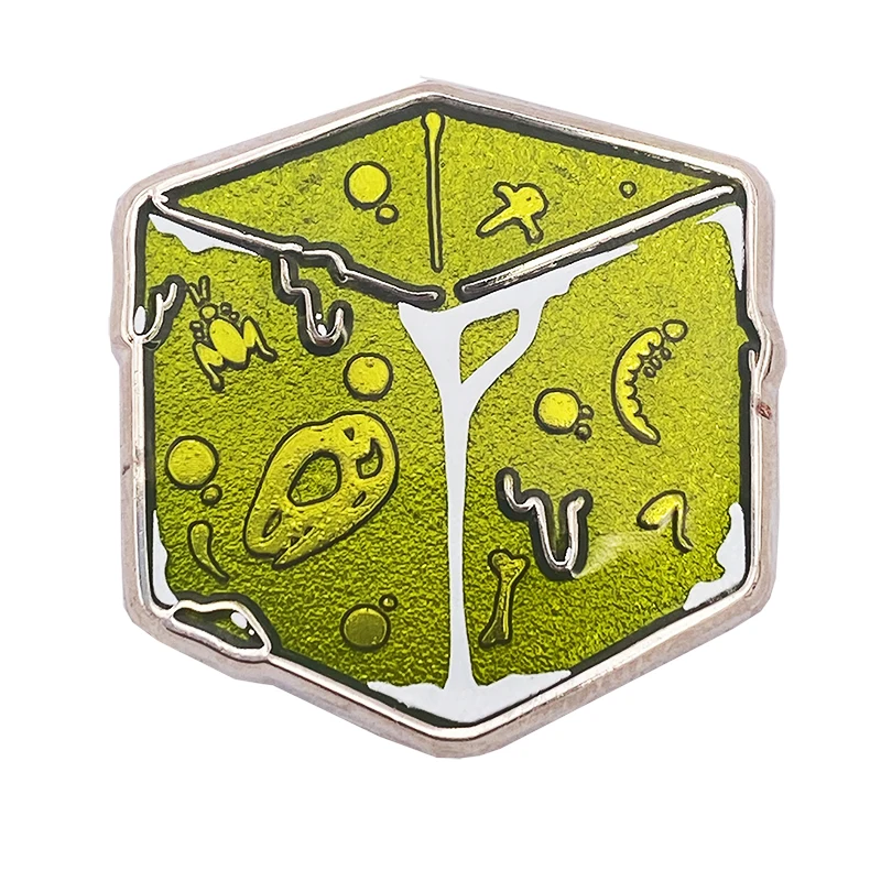 Trader Cartoon Green Cube Lapel Pin Wholesale Manufacturer Kwaii Art Excellent Design Hard Enamel Silver Metal Transparent Badge