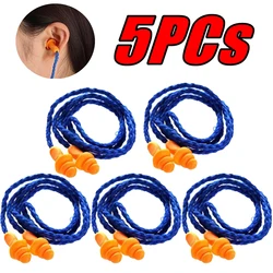 1/5pcs Soft Silicone Corded Ear Plugs Ears Protector Reusable Hearing Protection Noise Reduction Earplugs Earmuff Ear Care