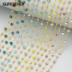 Gufeather-天然石,c342,ステンレス鋼,ニッケルフリー,手作りジュエリー作り,ブレスレットネックレス1メートル/ロット