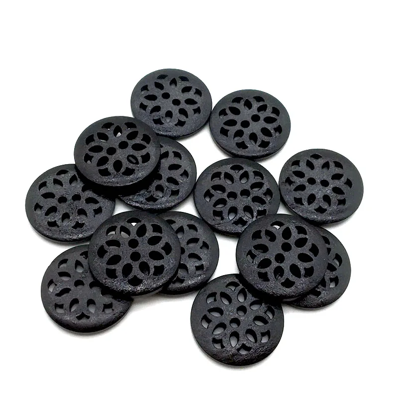 30PCS 25mm Dark Coffee Color Hollow Out 2-holes Round Wooden Buttons For Sewing Clothing Scrapbooking Crafts Home Decor QTG246