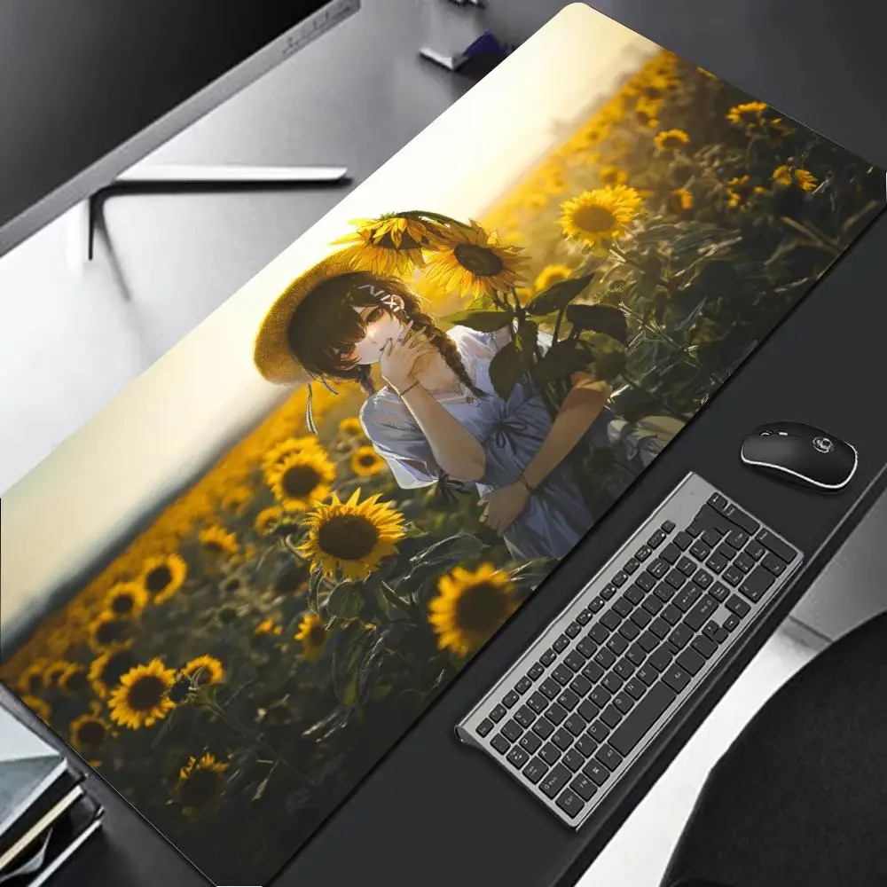 

Sunflower Girl Mouse Pad Multi-Size non-slip Gaming Mousepad Gamer E-Sports Mouse Mat Game Mechanical Keyboard XXL Desk Mat