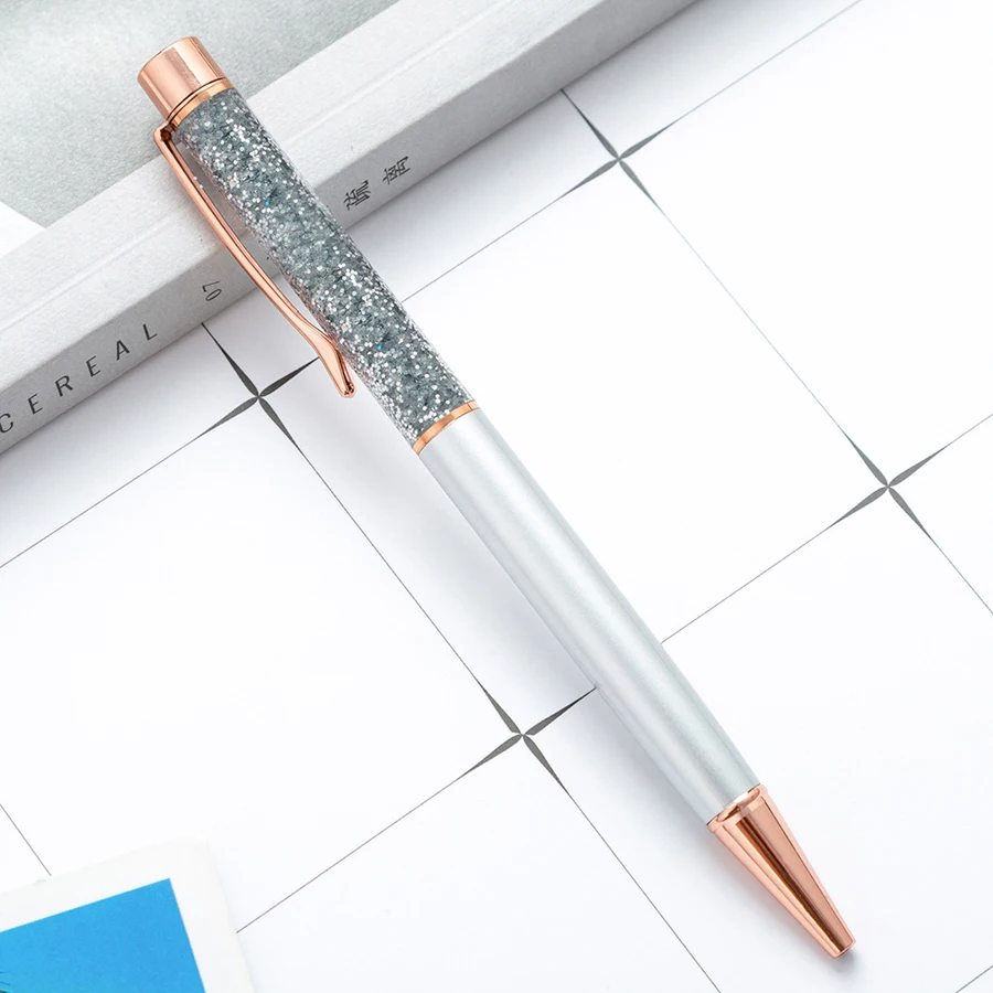 Bunt in das Öl Goldpulver Treibsand-Kugelschreiber, luxuriöser Metallstab, rotierender 1,0-mm-Kugelschreiber für Schule und Büro – Detail 20
