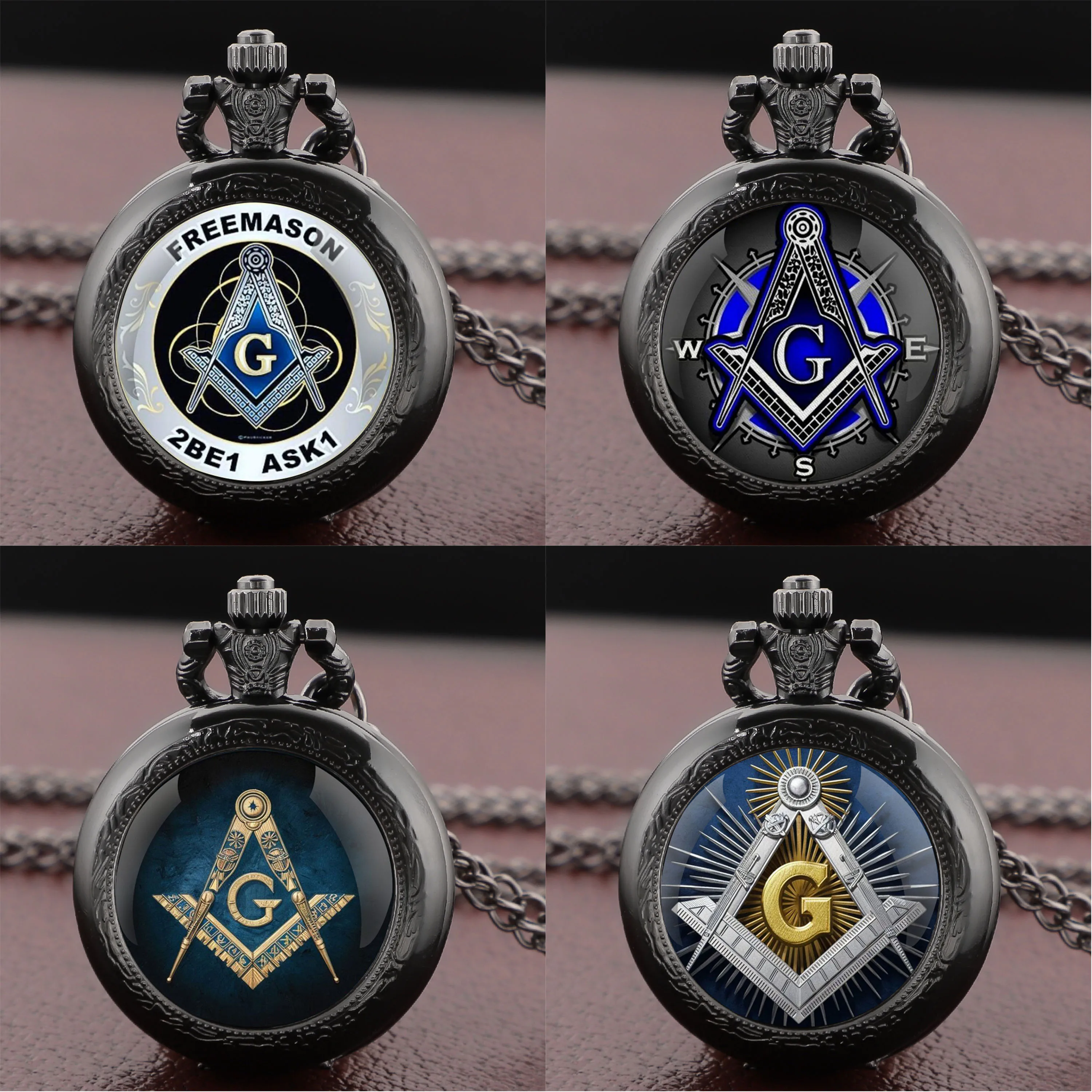 الماسونية زجاج قبة ساعة جيب كوارتز قلادة توقيت قلادة الرجال النساء هدية تذكارية Relojes دي Bolsillo #1
