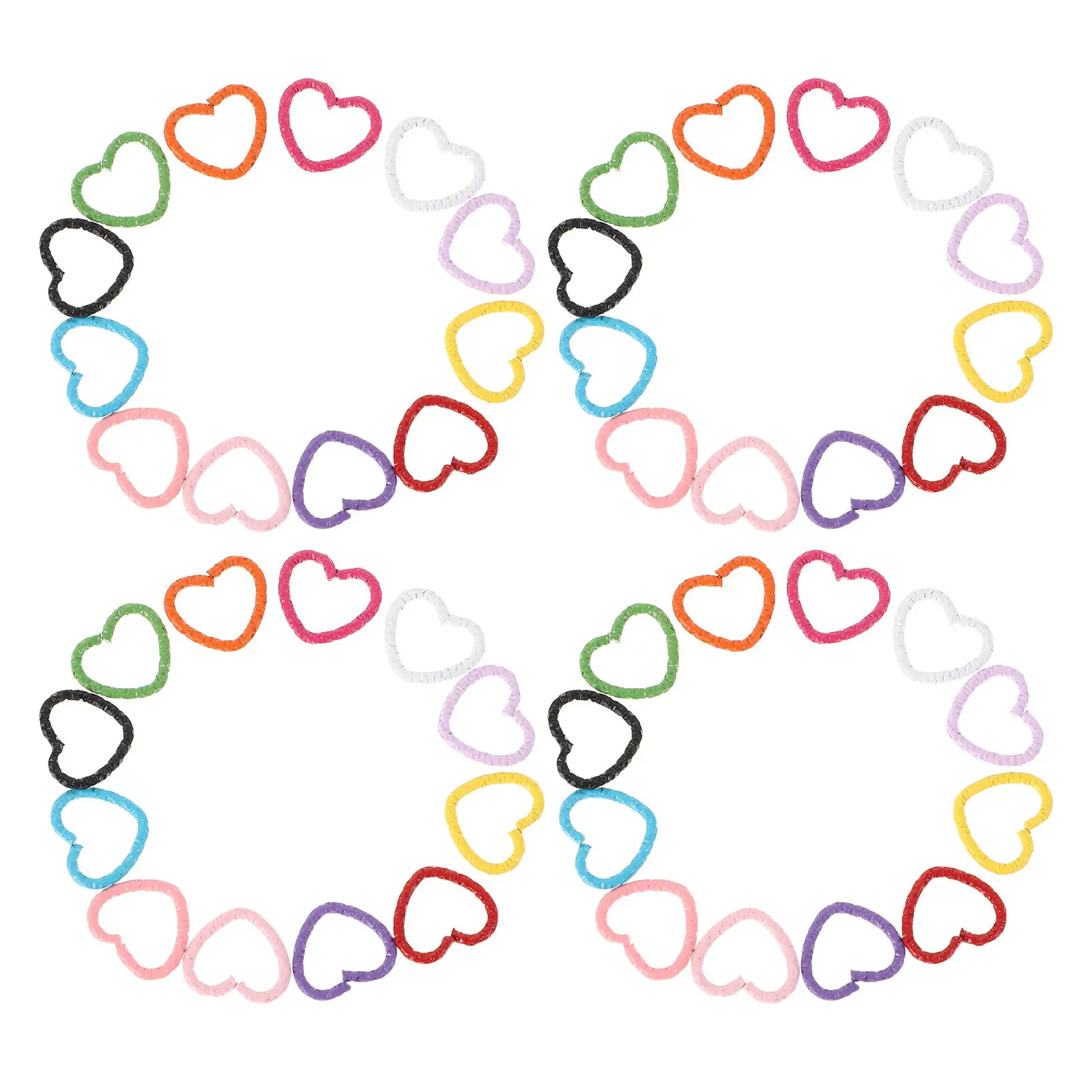 50Pcs Colorful Heart-Shaped Metal Hair Cuffs for Braids Ponytail Buns Stage Performance Festival DIY Hairstyles Women