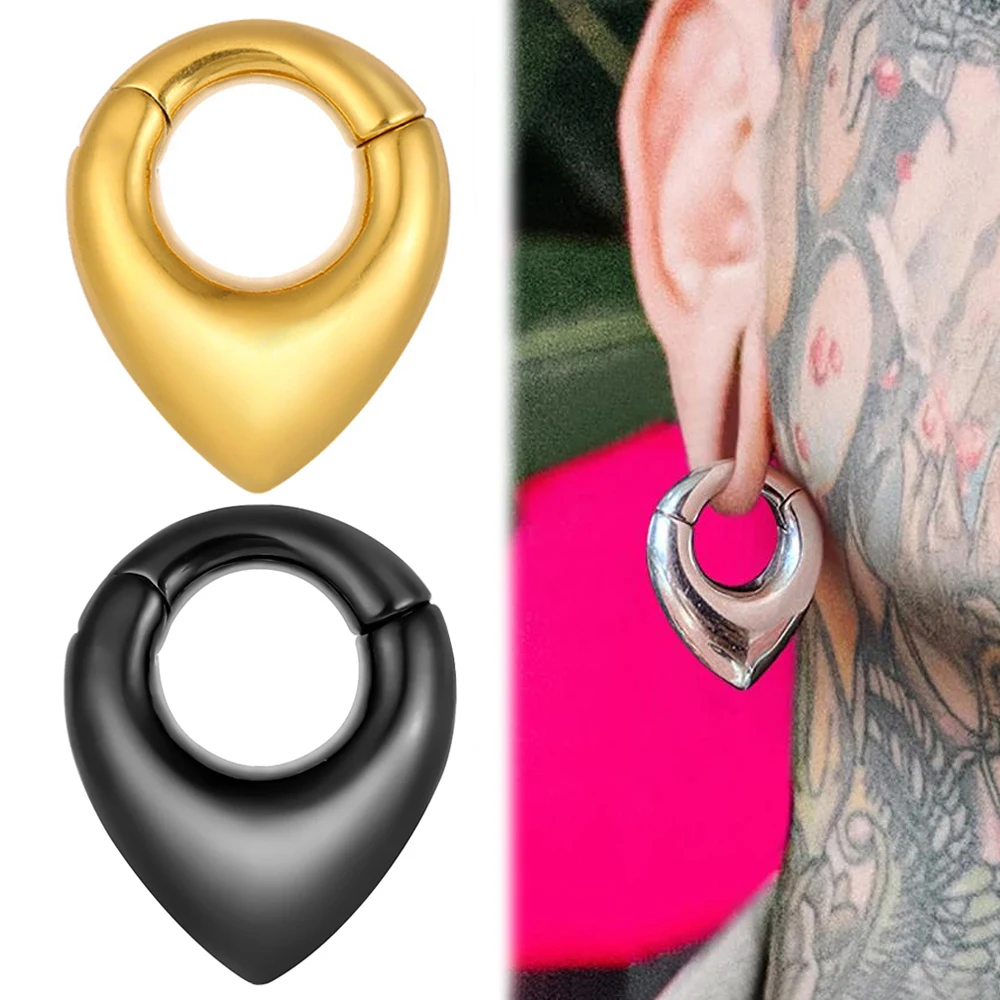 Cintre d'oreille en acier inoxydable, jauges d'expansion de poids, bouchons en forme de larme, kit d'étirement de tunnels, bijoux de piercing corporel, 2 pièces, 6mm