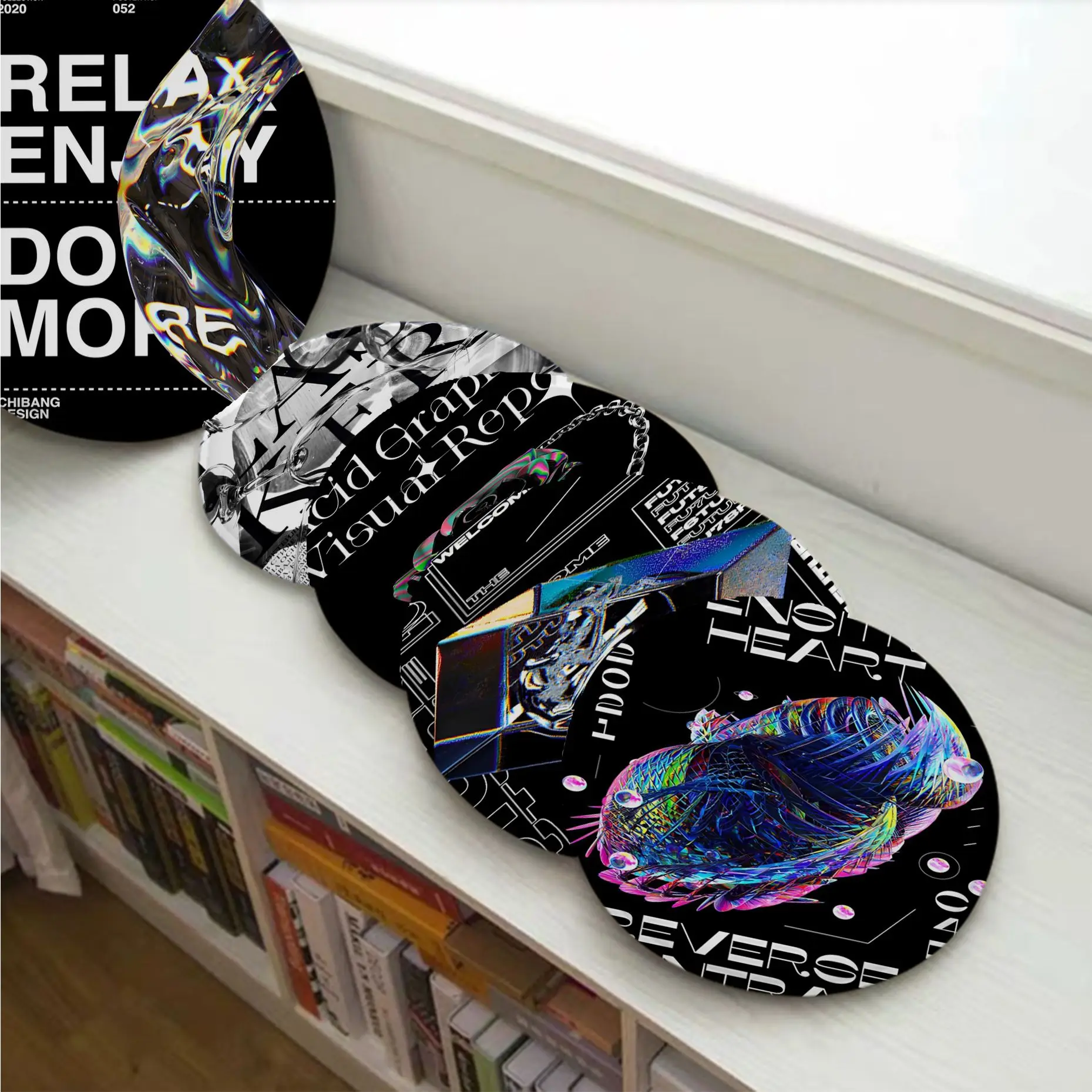 

Psychedelic Acid Graphic Art Tie Rope Seat Pad Household Cushion Soft Plush Chair Mat Winter Office Bar Chair Mat Pad