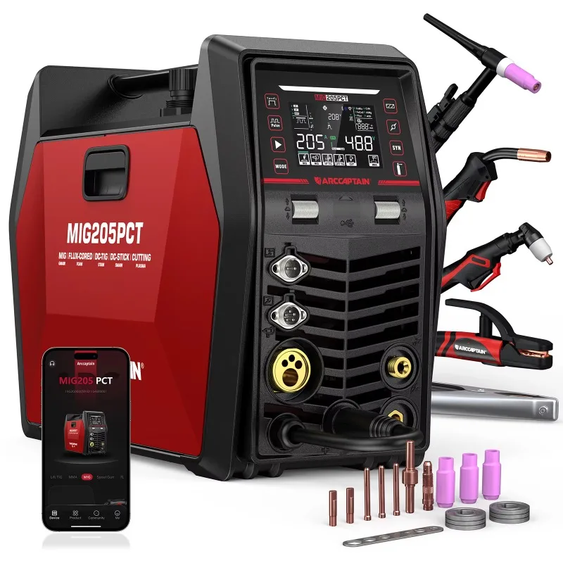 120/240V Dual Voltage MIG Multiprocess Welder 8 In 1 Welding Machine MIG205PCT