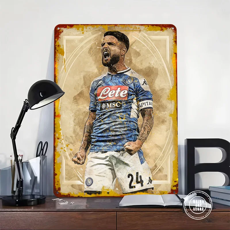Lorenzo Insigne Printed Poster Customized Retro Wall Art Vintage Metal Tin Signs for Home Bedroom Decorations Coffee Bar Decor