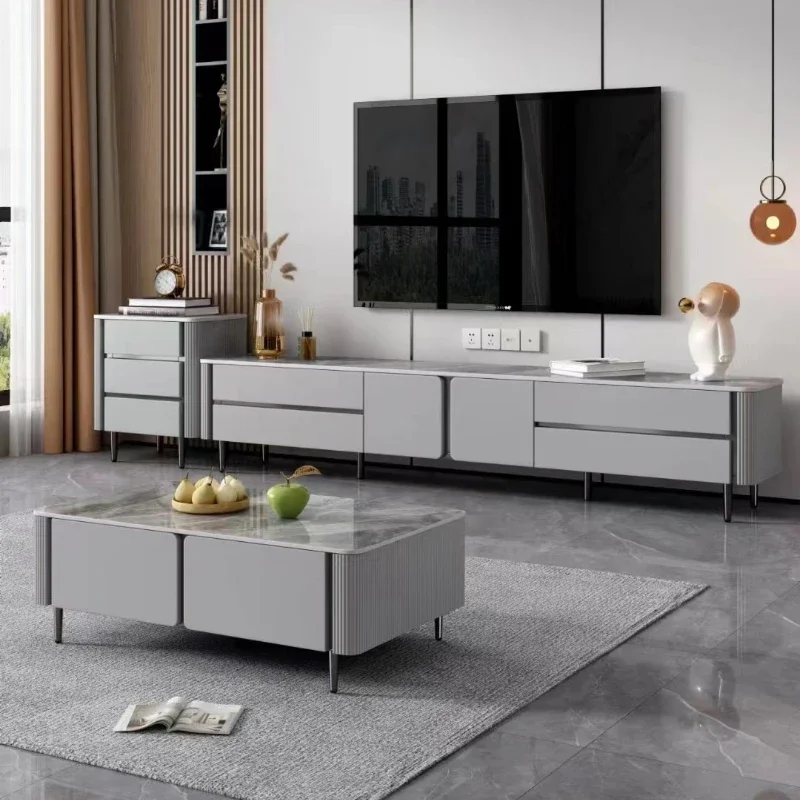 Light Luxury Modern Rock Slab Coffee Tables for Living Room Simple TV Cabinet Side Tea table Combination Living Room Furniture
