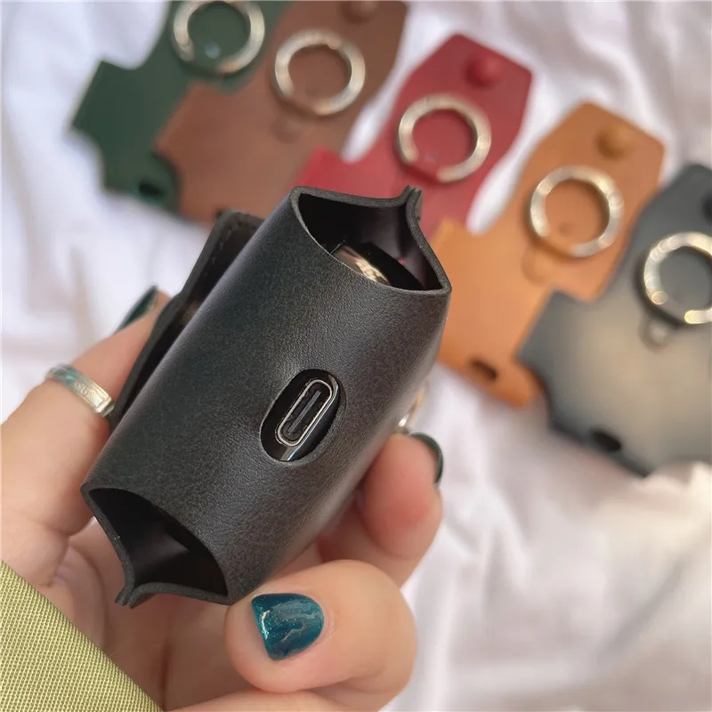 Funda de lujo para Samsung Galaxy Buds 2/Pro/Live Buds, Protector de auriculares de cuero con anillo antipérdida, fundas para Galaxy Buds 2