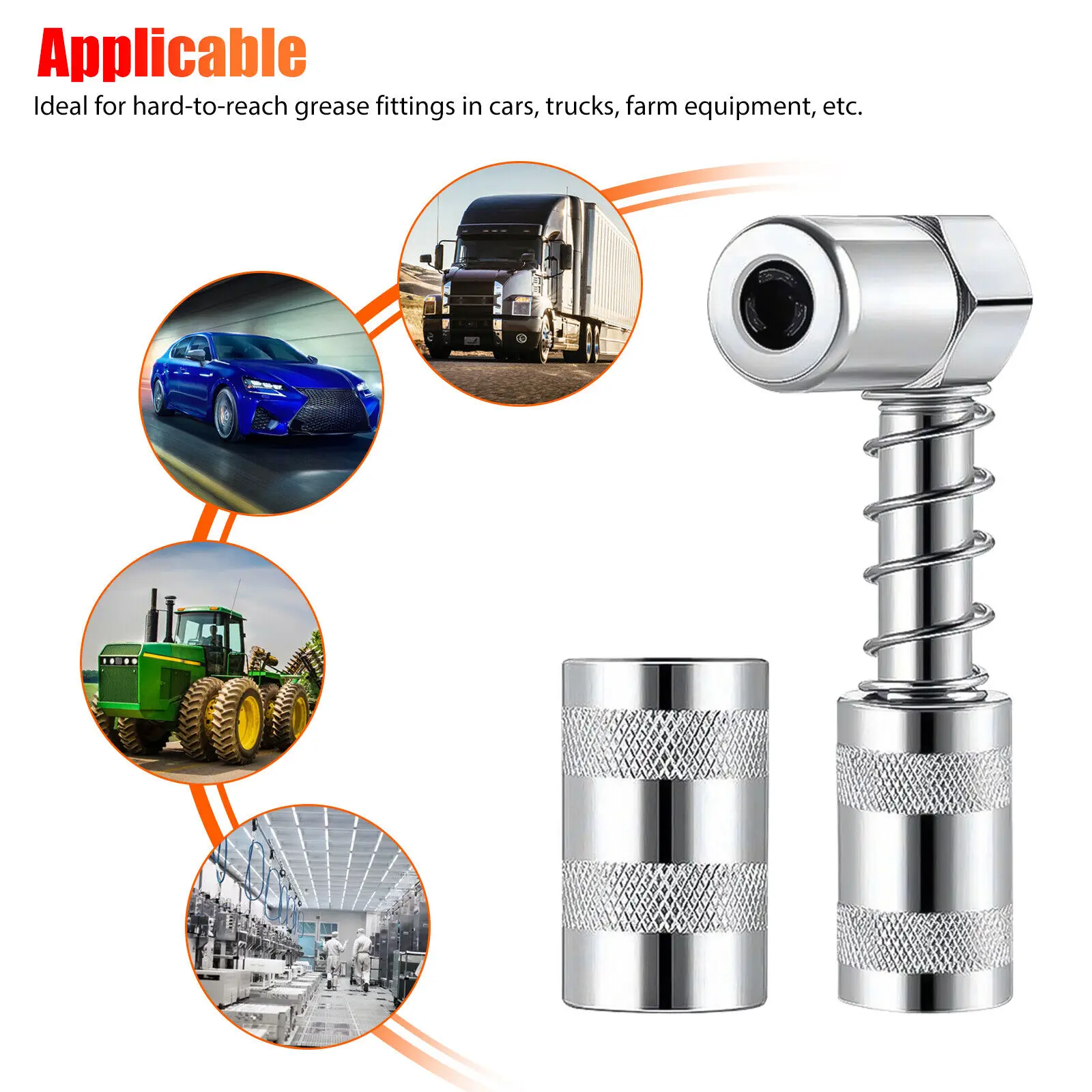 3000-4500PSI 90 Degree Grease Nozzle Coupler Adapter 3 Jaw Coupler Grease Fitting Tool For Hand-operated Grease Tools