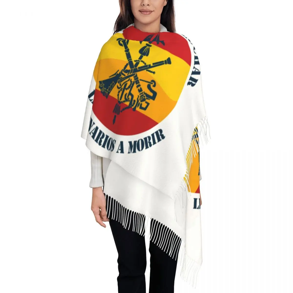 Stylish Spanish Legion Tassel Scarf Women Winter Fall Warm Shawls Wraps Ladies Legi N Espa Ola Legionarios A Luchar Army Scarves