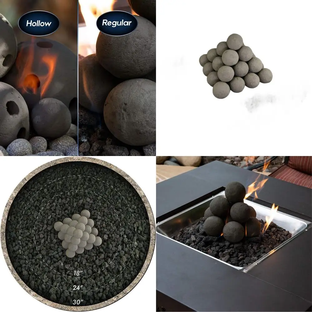 

Набор из 30 керамических огненных шаров | 2 угольно-серых цвета для очагов для костра, используемых в помещении и на улице | Стиль бетона с эффектом браширования