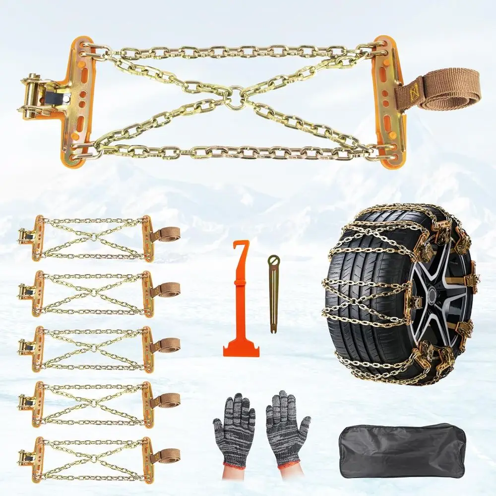 

All-Terrain Anti-Slip Tire Chains for Pickups and SUVs, Adjustable and Reusable for Snow, Ice, Sand, and Mud (Fits Tires 225-285