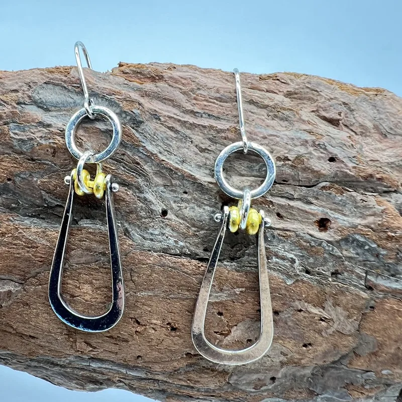 Vintage Metal Craftsman Handmade Hanging Ring Earrings Simple Bohemian Style Women's Hook Hanging Earrings
