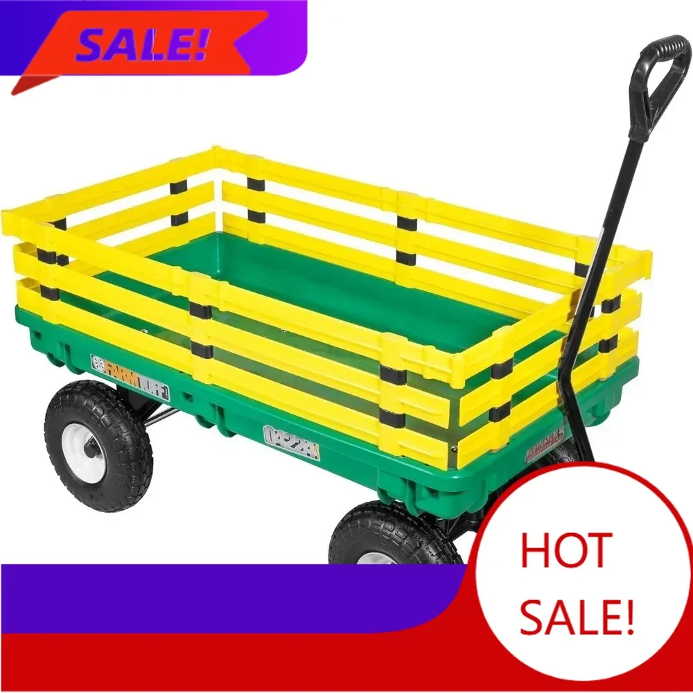 

Хит продаж: Прочная универсальная тележка из полипропилена со съемными боковыми полками, пневматическими шинами и рулем с D-образной рукояткой