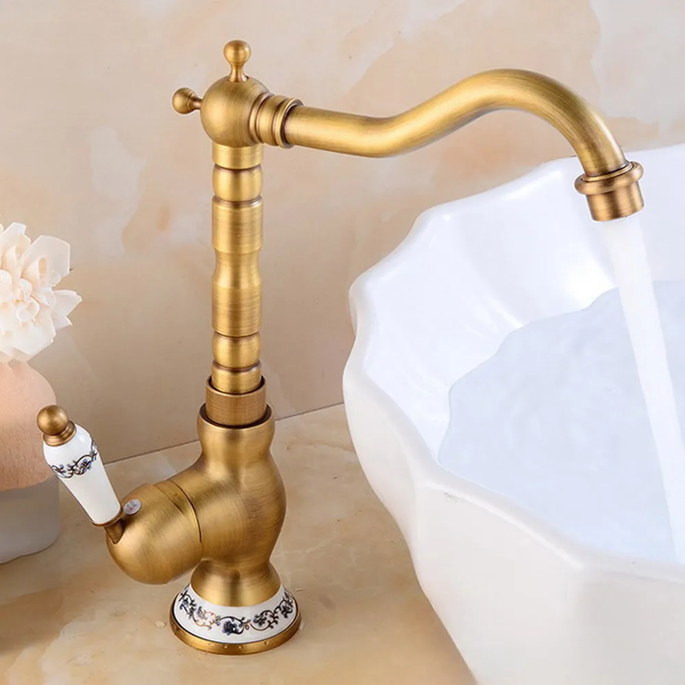 سطح الخيالة النحاس السيراميك قاعدة مقبض الحمام بالوعة المطبخ حوض قطب صنبور ثقب واحد صنبور الساخن والبارد صنبور حوض خلاط mzh034 #3