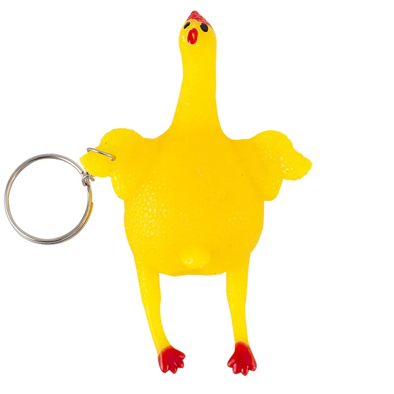 Reduce Pressure Chicken Funny Key Chain Yellow Soft Spoof The Squeezed Egg Chicken Key Rings For People Boy Girl Toy Hot Sale