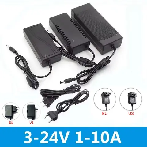 Power Supply Adapter AC 220V DC 3V 5V 6V 8v 9V 10V 12V 24V Adapter Charger 1A 2A 3A 5A 6A 8A Universal for LED Light CCTV Camera