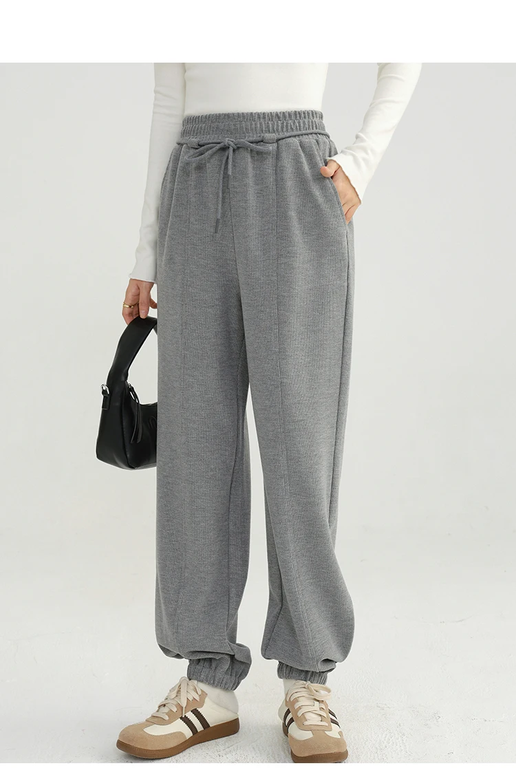 Thick Fleece Sweatpants for Women High Waist Loose Jogger Pants Warm Windproof Elastic Cuffed Trousers Winter Casual Outfit