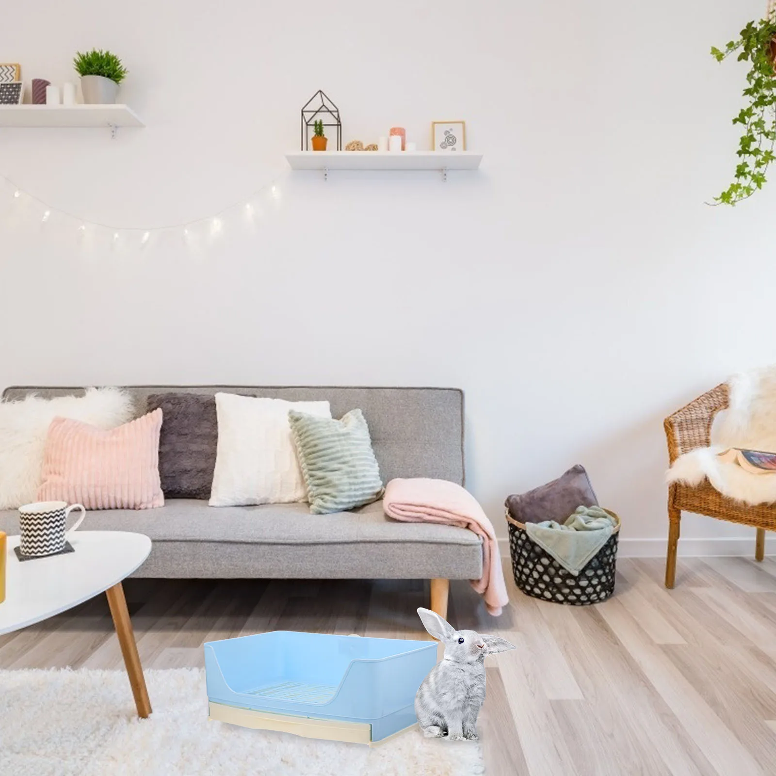 

Rabbit Litter Box Durable Plastic Bunny Potty For Guinea Pig Hamster Chinchilla Odor Control Mesh Filter Pet Toilet