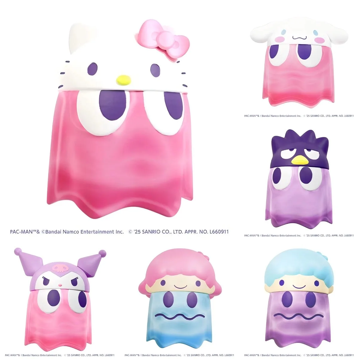 بانداي الأصلي 6 قطعة غاشابون باك مان سانريو شخصيات Chibicollect الشكل لعب للأطفال هدية تحصيل نموذج الحلي