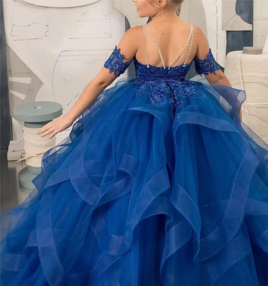 زهرة فتاة الدانتيل والتطريز حزب رسمي الاحتفال ثوب زائد حجم الطبقات الشيفون، الأميرة عيد ميلاد الرقص ثوب، فستان بالتواصل #5