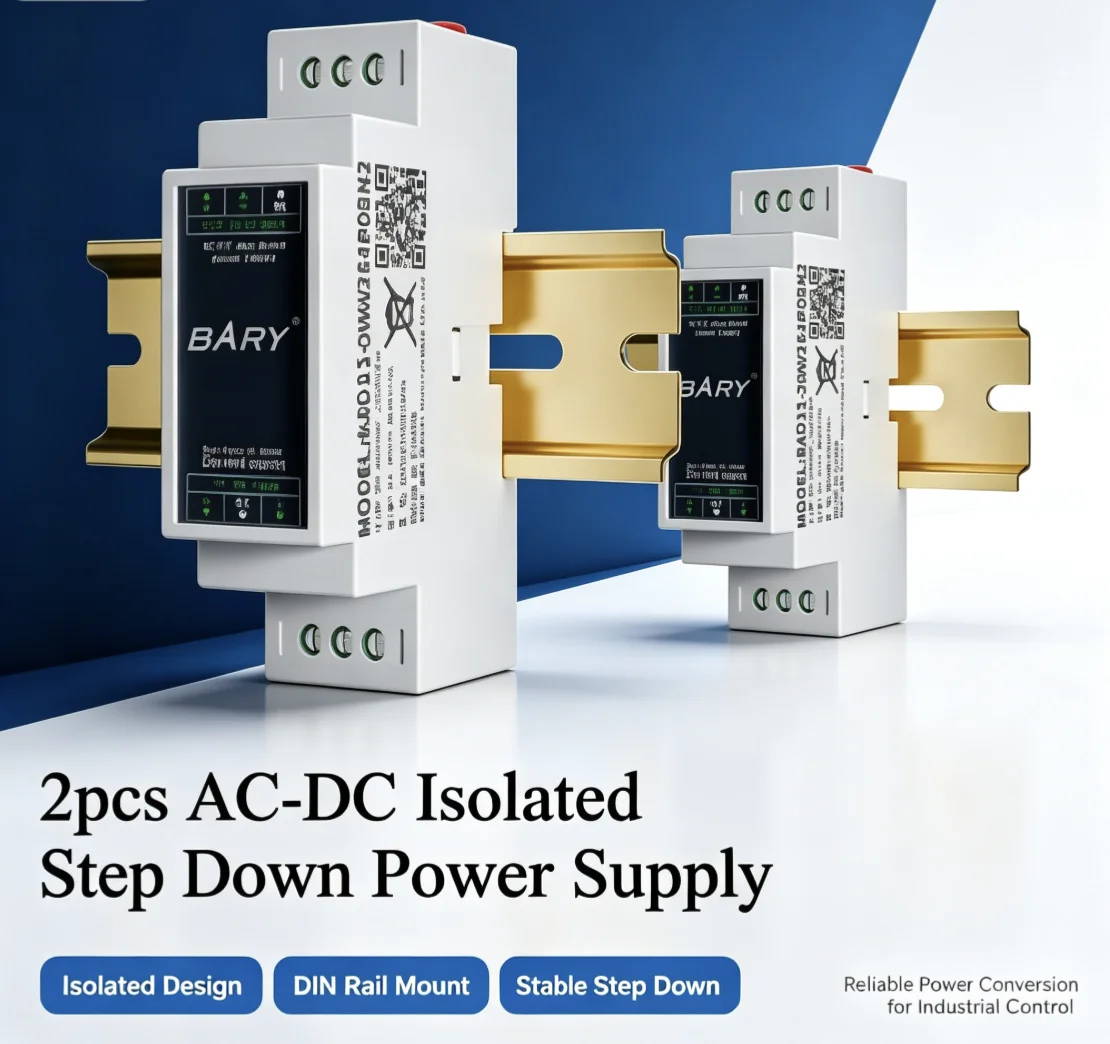 2pcs AC-DC Isolated Step Down Power Supply  Short-Circuit Overcurrent Overvoltage Protection BAD11/31 Series DIN Rail 2.75KV