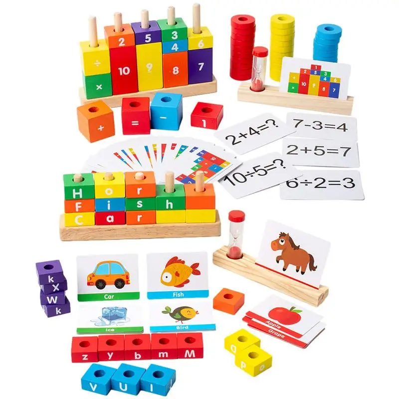 

Mathematical Wooden Spelling Puzzles Early Educational Preschool Montessori Learning Spelling Games Toys For Kids Age 3+