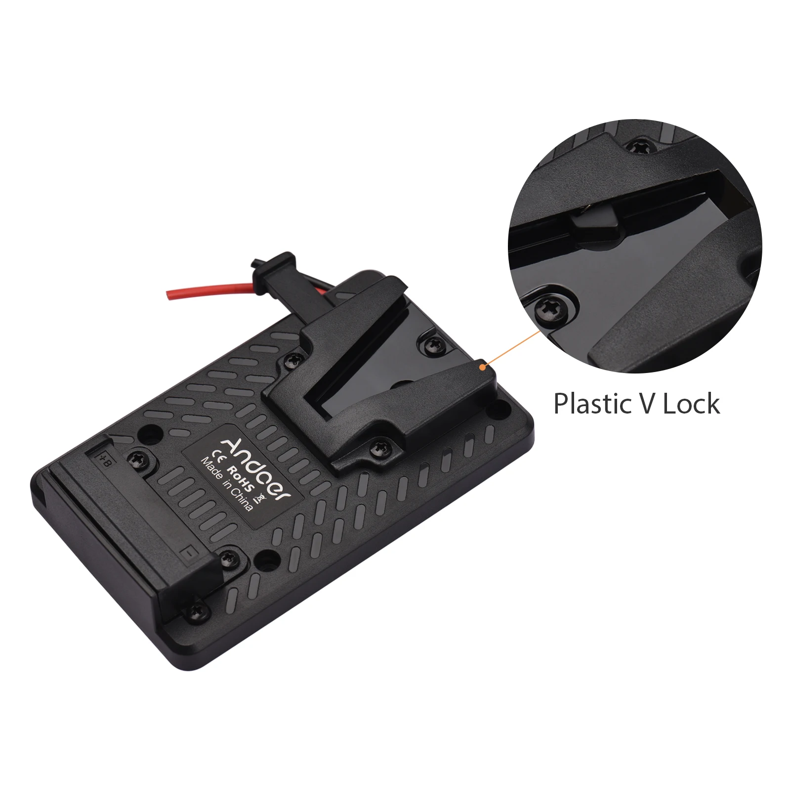 Andoer Full Plastic V-lock Battery Back Pack Plate Adapter Quick Release Lock Design Replacement for Sony V-Mount Batteries