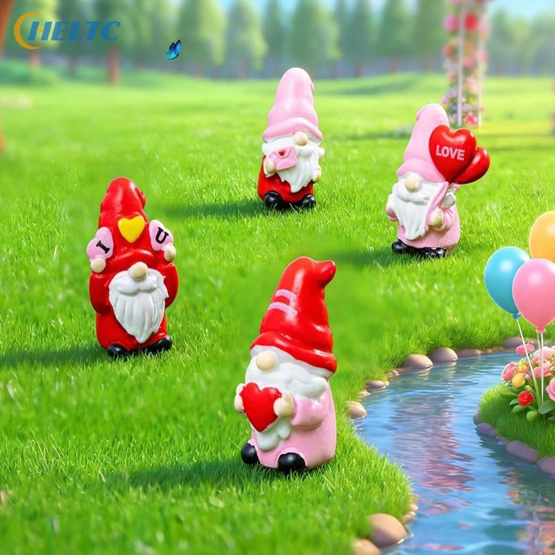 4pcs Mini Love Dwarf Figurine Miniature Resin Mushroom Gnome Doll Garden Landscape Craft DIY Ornaments Desktop Decoration Gifts