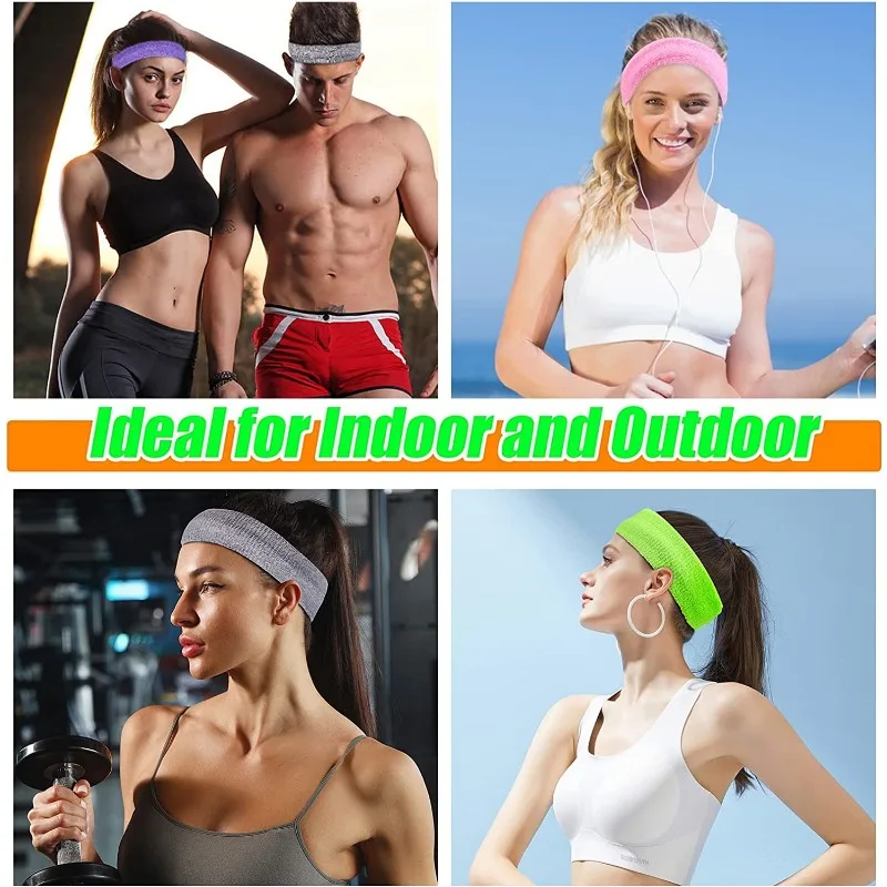 Unisex Sport Sweatband Headband for Men Women Unisex Yoga Hairband Gym Stretch Head Bands Strong Elastic Fitness Basketball Band