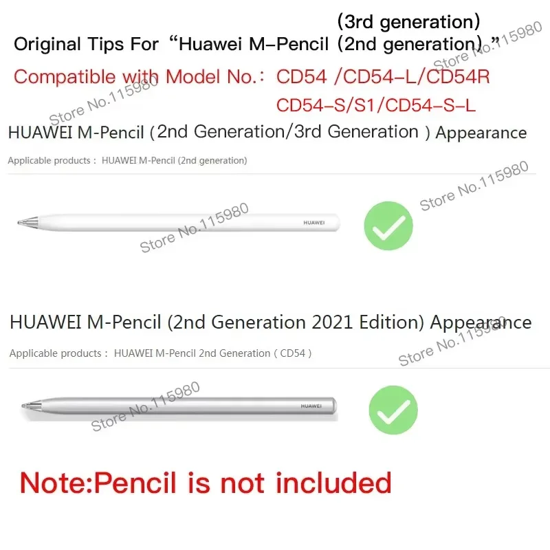 Ersatzspitzen für HUAWEI M-Pencil 2. und 3. Generation CD54 /CD54-L/CD54R White Edition Offizielles Original Ersatzteil – Detail 2