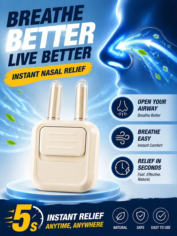 Nasal Breathing Device Portable Rechargeable Nasal Care Gadget Breathe Freely Comfort Device for Home Office Travel